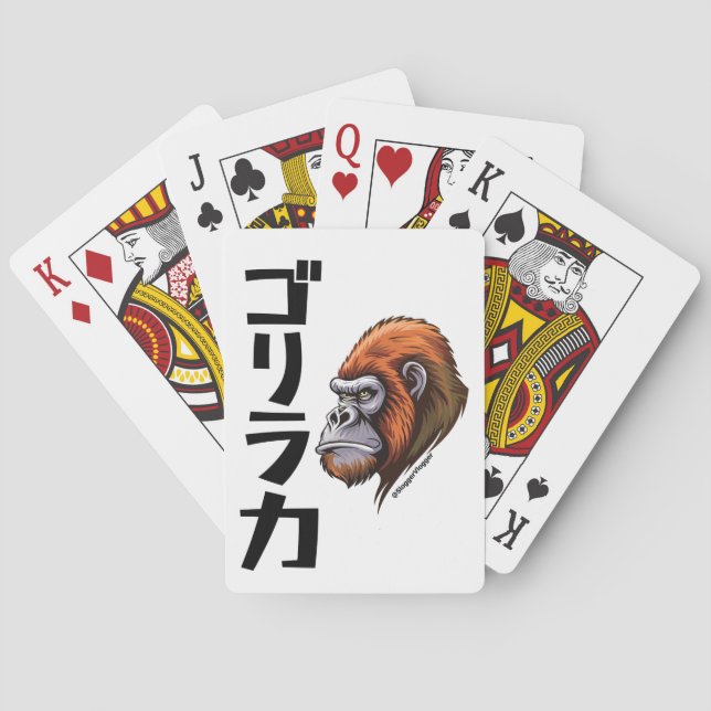 Japanese-Inspired Gorilla Strength Playing Cards (Back)