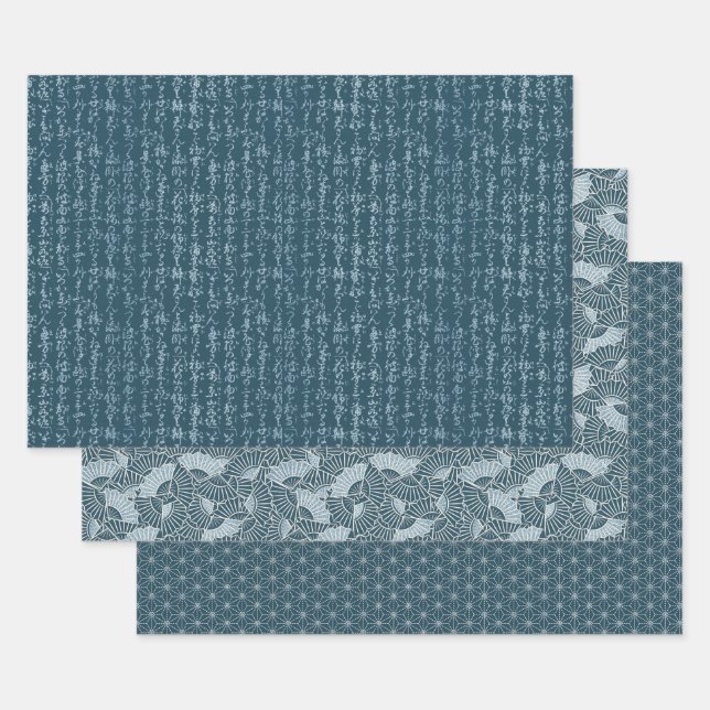 Japanese Inspired Patterns Wrapping Paper Sheet (Set)