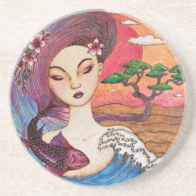 Japanese Inspired Sandstone Coaster (Front)