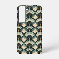 Japanese-inspired Teal & Beige Fan
