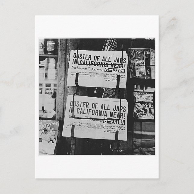 Japanese Internment - Newspapers Announcement Postcard (Front)