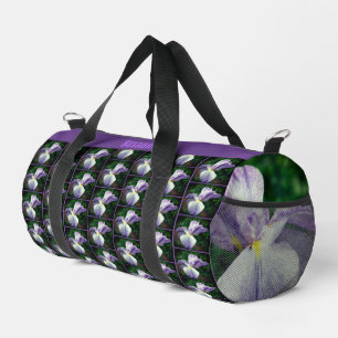 Japanese Iris Flower Pattern Personalised Duffle Bag