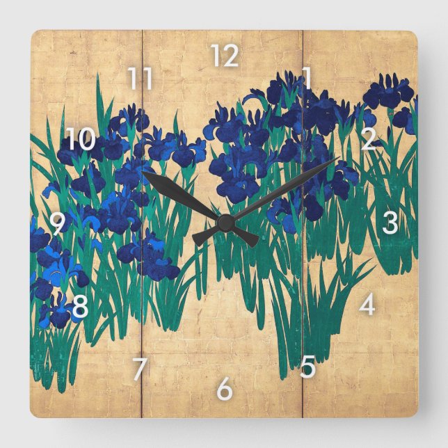 Japanese Irises (detail), Ogata Kōrin Square Wall Clock (Front)