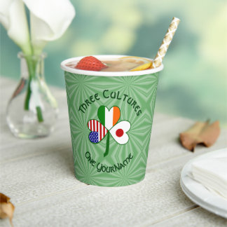 Japanese Irish American Shamrock Personalized Text Paper Cups
