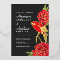 Japanese Ito Jakuchu Wedding Foil Invitation
