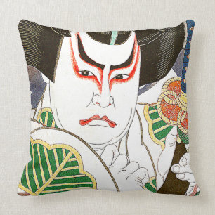 Japanese Kabuki Actor Art by Natori Shunsen 名取春仙 Cushion