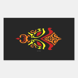 Japanese Kabuki Mask Tribal Orange Makeup Rectangular Sticker