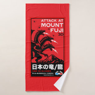 Japanese Kaiju Attack At Mount Fiji Bath Towel