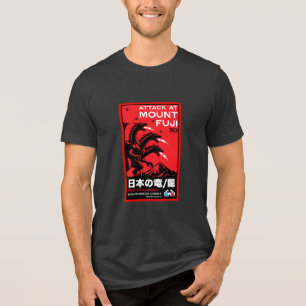 Japanese Kaiju Attack At Mount Fiji Tri-Blend Shirt