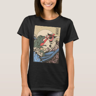 Japanese Kaiju Fighting Style Cat vs Monster from  T-Shirt