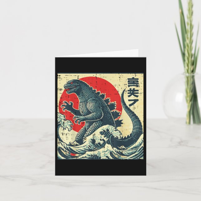 Japanese Kaiju Monster Waves Retro Ukiyo Art Women Card (Front)