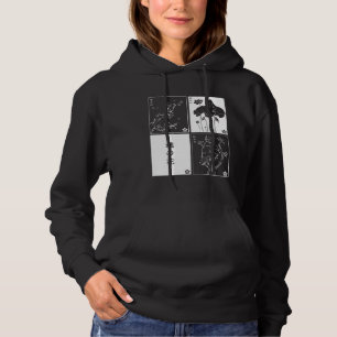 Japanese Kanji Cards Aesthetic Minimal white Black Hoodie
