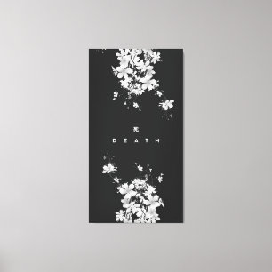 Japanese Kanji Death Modern Flowers Dark Art Canvas Print