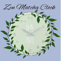 Japanese Kanji Zen Matcha Round Wall Clock