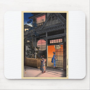 Japanese kasamatsu night village art mouse pad