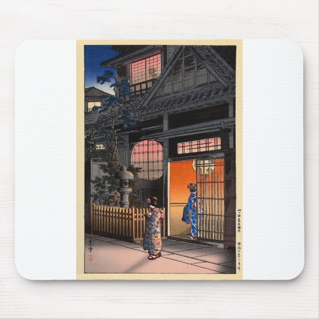 Japanese kasamatsu night village art mouse pad (Front)