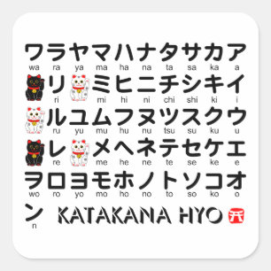 Japanese Katakana(Alphabet) table Square Sticker