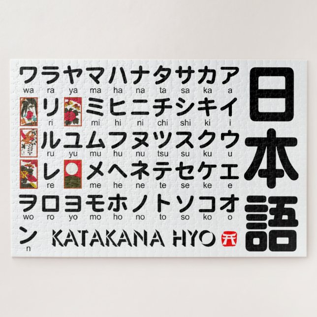 Japanese Katakana Table (Hanafuda) Jigsaw Puzzle (Horizontal)