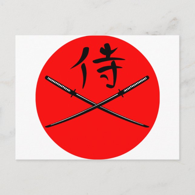 Japanese Katana and Samurai Kanji Postcard (Front)