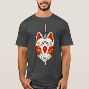 Japanese Katana Anime Mask Manga Cat (2) T-Shirt