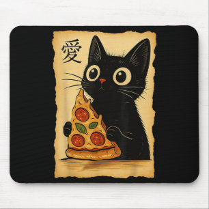 Japanese Kawaii Anime Cat Pizza Aesthetic Cat Eati Mouse Pad