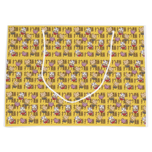 Japanese Kawaii Anime Cat Ramen Noodles Large Gift Bag (Front)