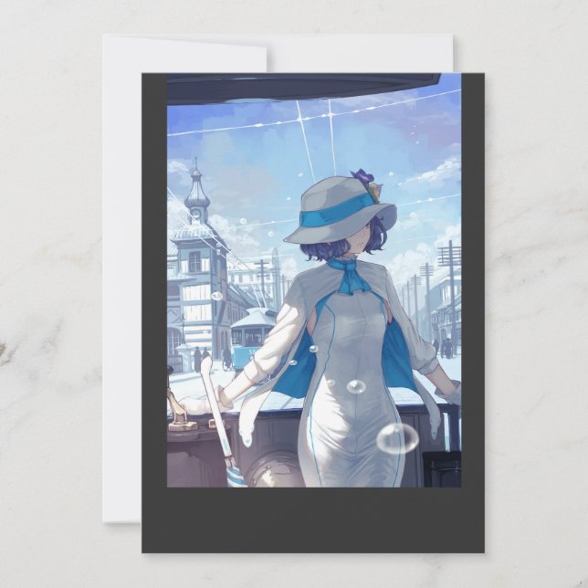 japanese kawaii cute anime girl T-Shirt Invitation (Front)