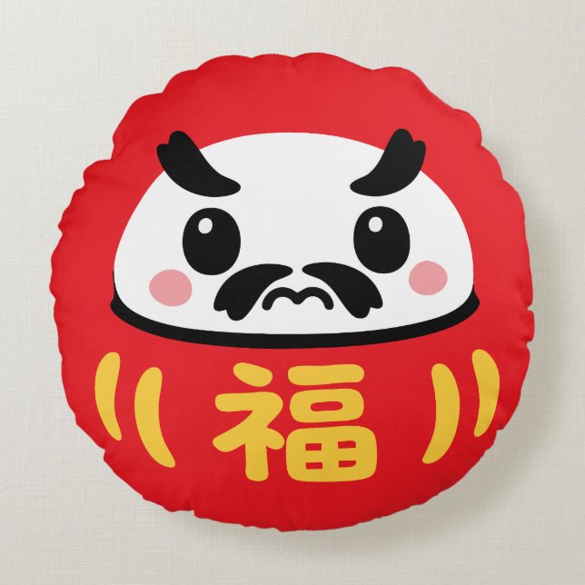 Japanese Kawaii daruma Round Cushion (Front)