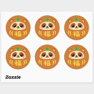 Japanese Kawaii daruma tanuki Classic Round Sticker