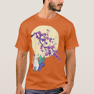 Japanese Kawaii Fox Cherry Blossom Sakura Flower F T-Shirt
