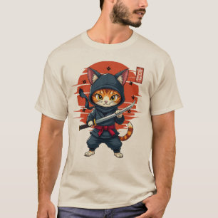 Japanese Kawaii Ninja Cat, Ninja Cat With A Sword T-Shirt