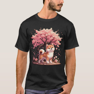 Japanese Kawaii Shiba Inu Dog Cherry Blossom T-Shirt