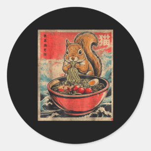 Japanese Kawaii Squirrel Eating Ramen Anime Gifts  Classic Round Sticker