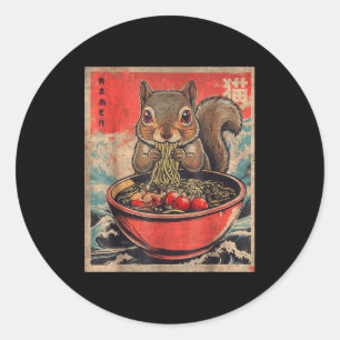 Japanese Kawaii Squirrel Eating Ramen Anime Gifts  Classic Round Sticker