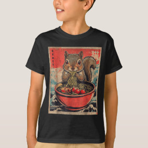 Japanese Kawaii Squirrel Eating Ramen Anime Gifts  T-Shirt