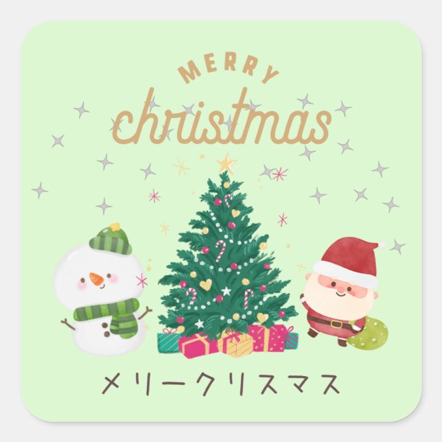 Japanese kawaii sticker [Santa GREEN]christmas (Front)