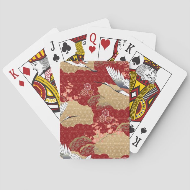 Japanese Kimono Cherry Blossoms Playing Cards (Back)