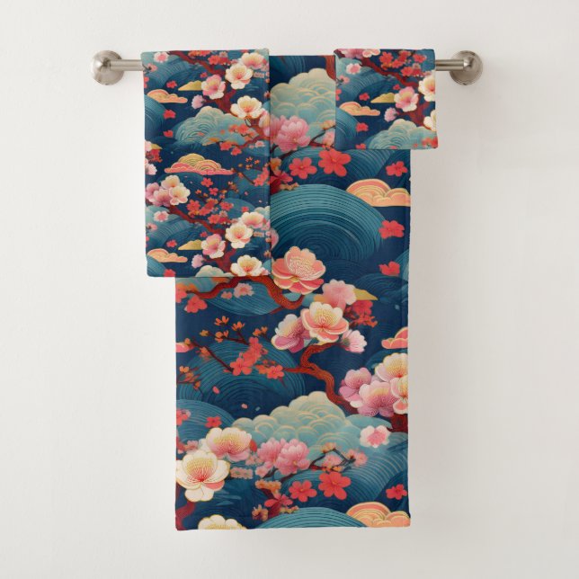 Japanese Kimono fabric inspired Bath Towel Set (Insitu)