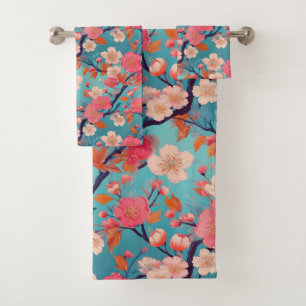 Japanese Kimono fabric inspired Bath Towel Set