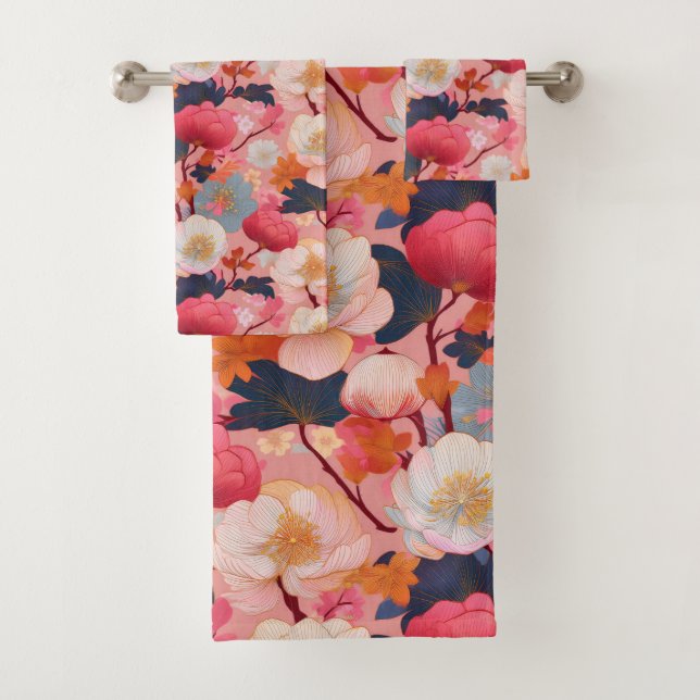 Japanese Kimono fabric inspired Bath Towel Set (Insitu)