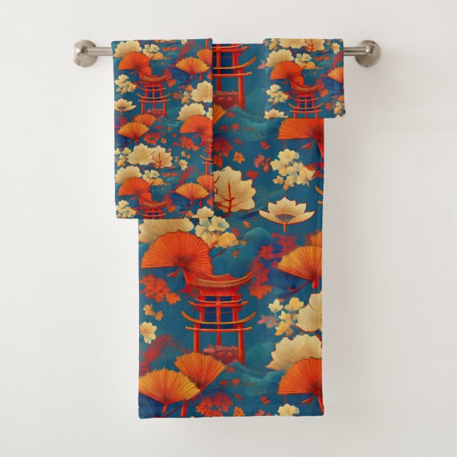 Japanese Kimono fabric inspired Bath Towel Set (Insitu)