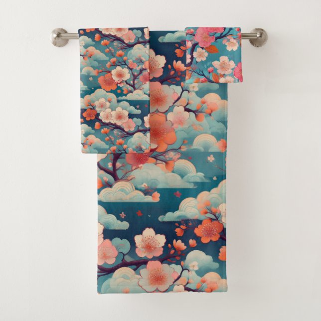 Japanese Kimono fabric inspired Bath Towel Set (Insitu)