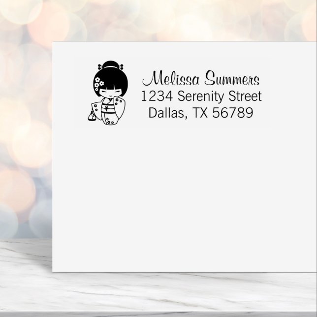 Japanese Kimono Girl Address Self-inking Stamp (Creator Uploaded)