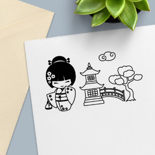 Japanese Kimono Girl Scrapbook Self-inking Stamp