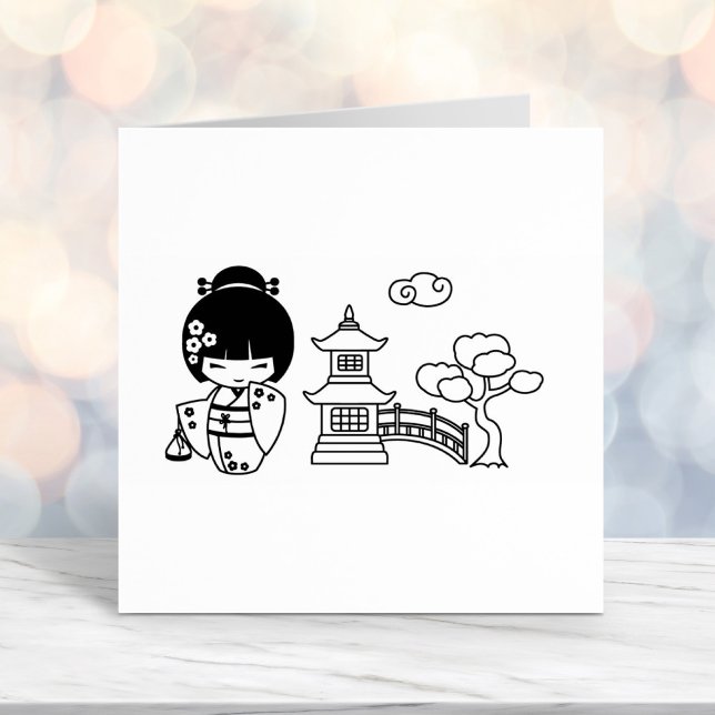 Japanese Kimono Girl Scrapbook Self-inking Stamp (Creator Uploaded)