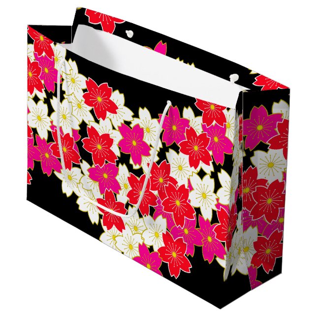 Japanese Kimono pattern Gift bag SAKURA (Front Angled)