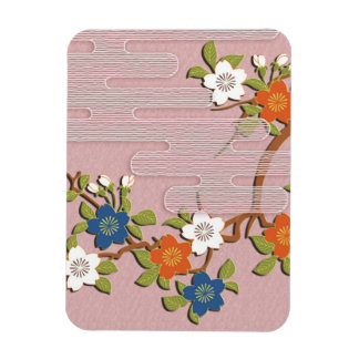 Japanese kimono pattern - mist and cherry blossoms magnet