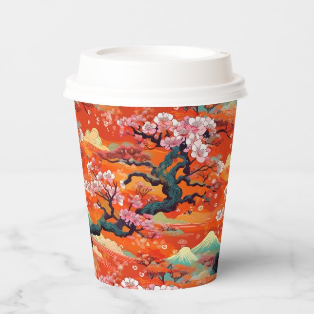 Japanese Kimono pattern Paper Cups (Front)