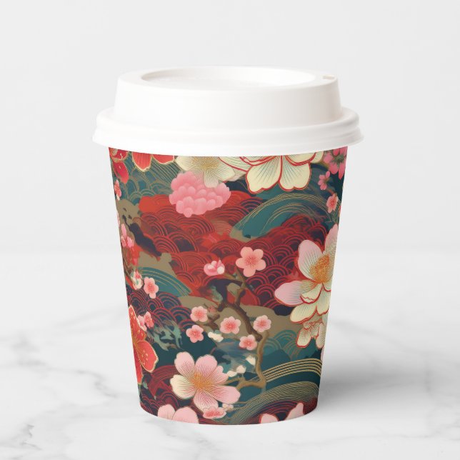 Japanese Kimono pattern Paper Cups (Front)