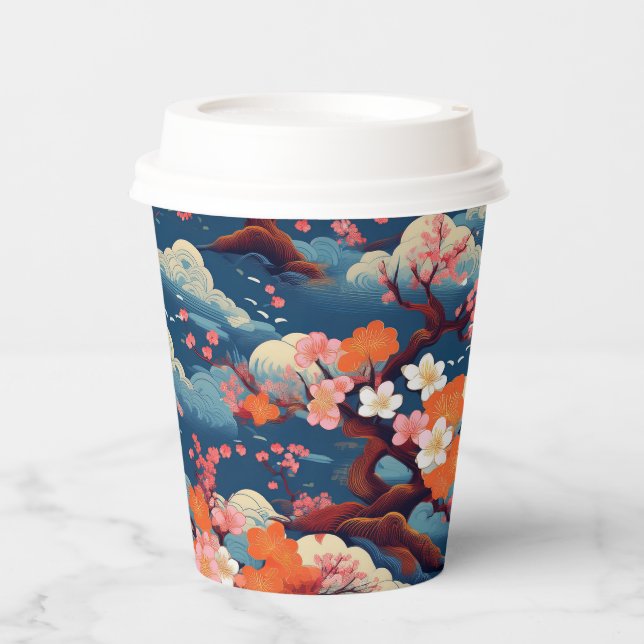 Japanese Kimono pattern Paper Cups (Front)
